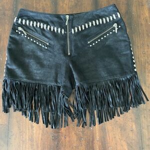 Double D Ranch Black High Waist Fringe Shorts